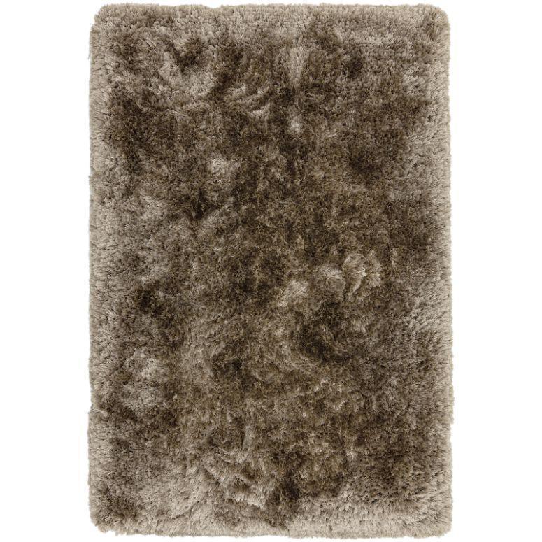Brown shaggy rug with thick pile and rectangular shape