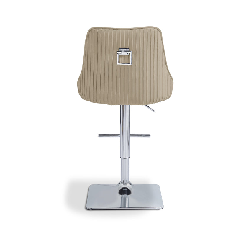 Eris Taupe Velvet Bar Stool with Chrome Legs