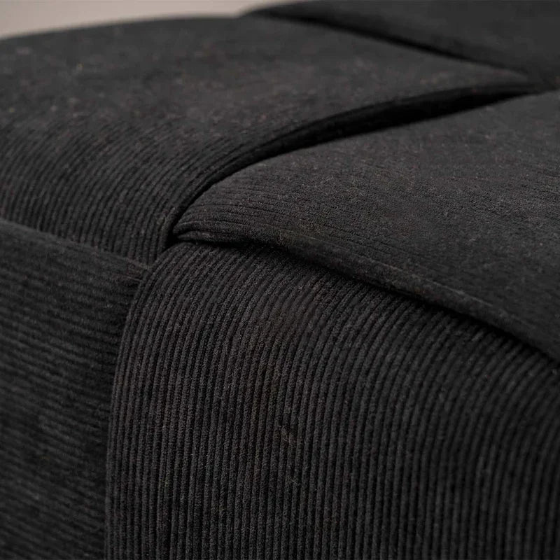 Black Velvet Square Woven Ottoman