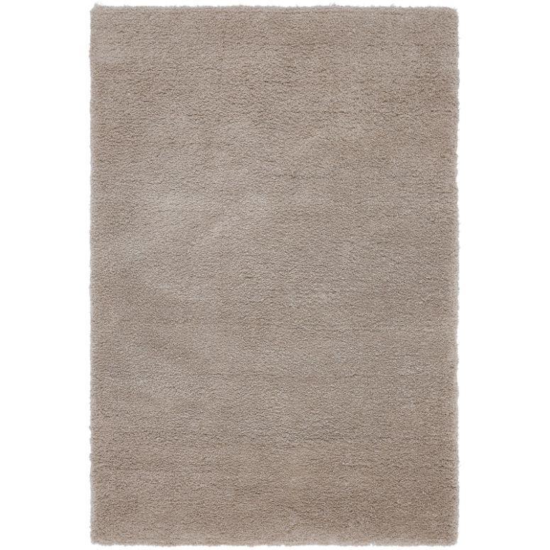 Beige shaggy area rug with soft plush texture, shown from above on white background