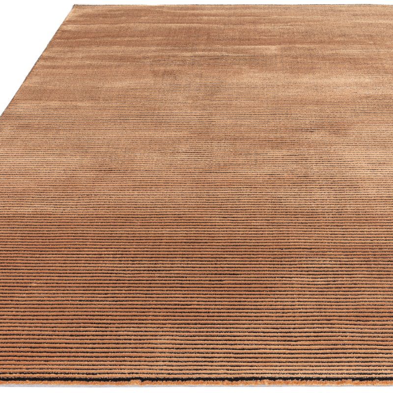 Kuza Plain Stripe Terracotta Rug