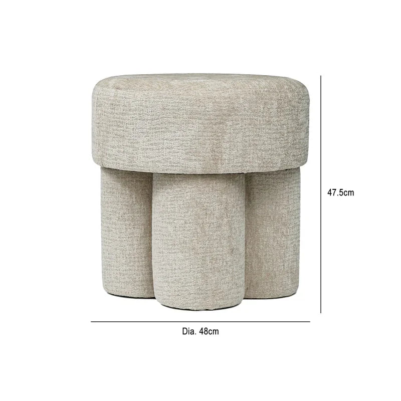 47.5cm Beige Chenille Round Stool