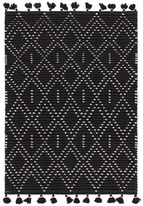 Nepal Black/Cream Diamond Rug Rug - Image 1
