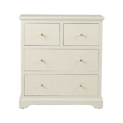 Lindon 4 Drawer Chest Cabinet White with Gold Handles
