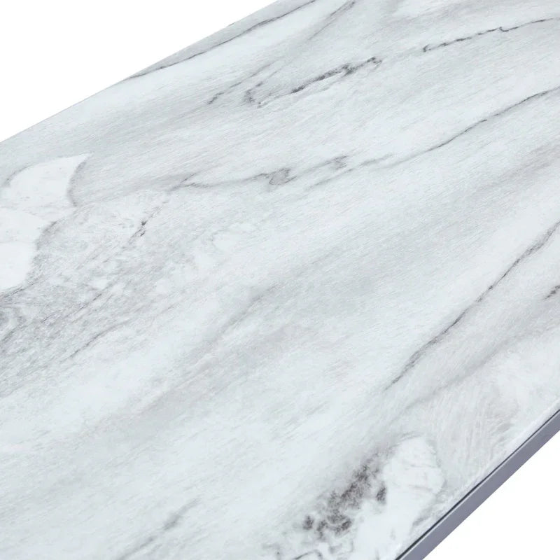 Aamari Grey Gunmetal Coffee Table with White Faux Marble Glass Top - KD