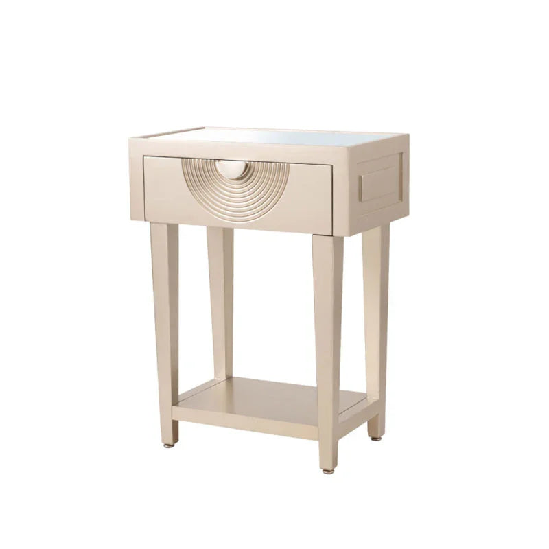 Elon 1-Drawer Telephone Table Gold with Clear Mirror Top