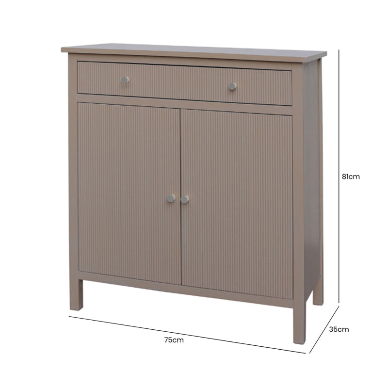 Lindon 1 Drawer 2 Door Taupe Chest with Nickel Handles