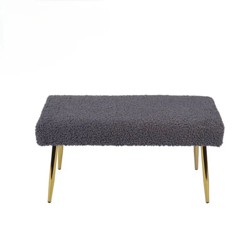 Charcoal Grey Boucle Bench with Gold Legs - KD