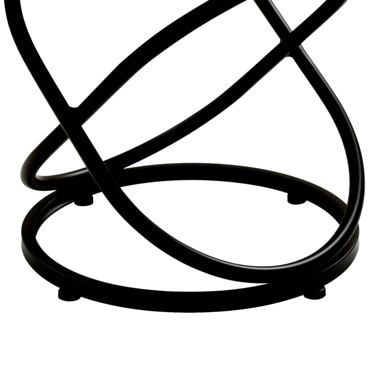 46cm White Boucle Rizzo Stool with Black Legs