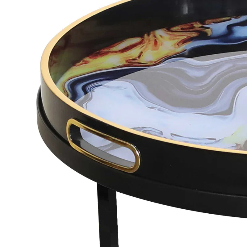 Set of 2 Olin Nesting Tables Black Blue and Yellow