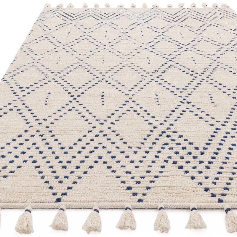 Nepal Cream/Blue Diamond Rug