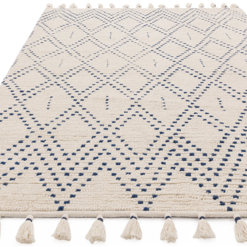 Nepal Cream/Blue Diamond Rug Rug - Image 5
