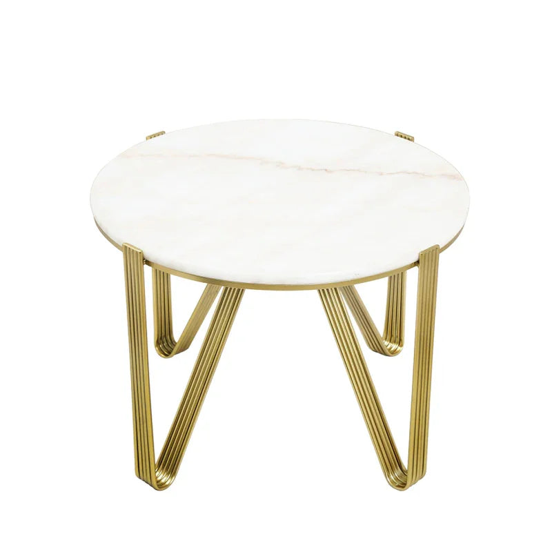 Yohan White Marble with Gold Metal Legs Coffee Table