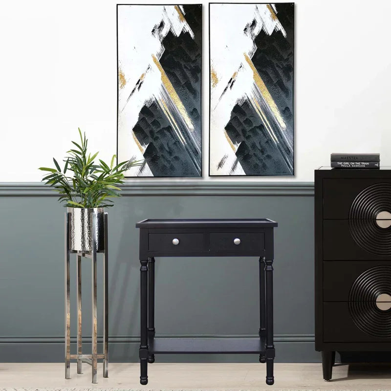 Medium Black 2 Drawer Console Table