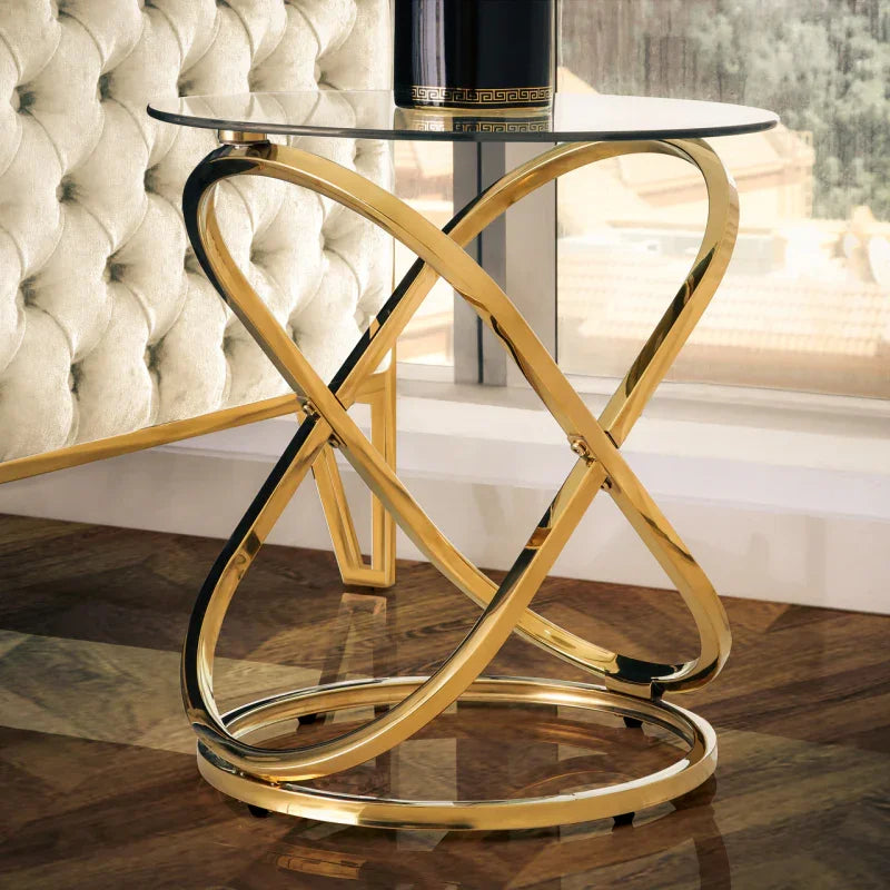 Rizzo Gold End Table Glass