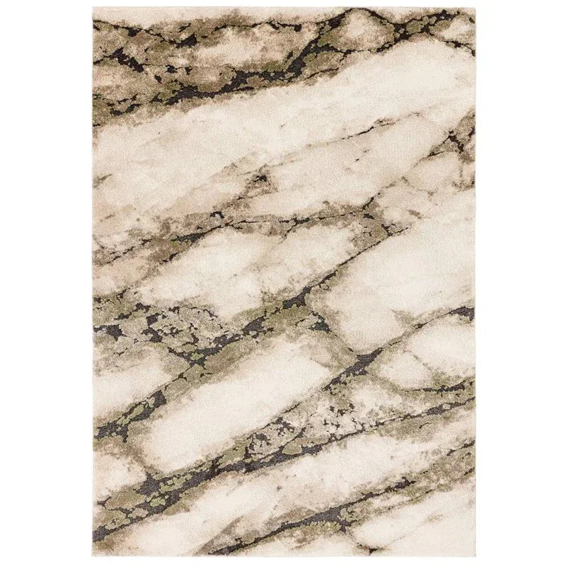 Cream marble effect rug with brown and grey veining pattern for modern living rooms