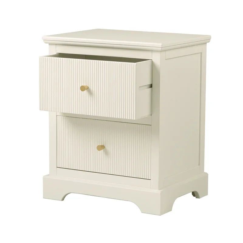 Lindon 2 Drawer Bedside Cabinet White with Gold Handles