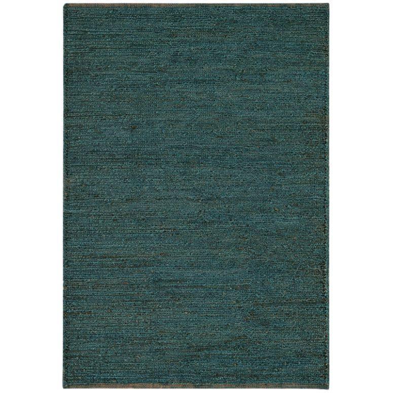 Textured teal area rug with subtle woven pattern and rectangular shape