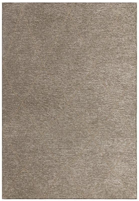 Beige textured rug with subtle geometric pattern, shown from top down perspective