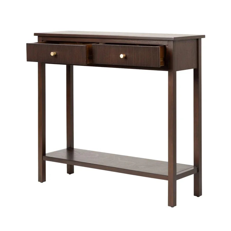 Lindon 2 Drawer Console Table Walnut Brown