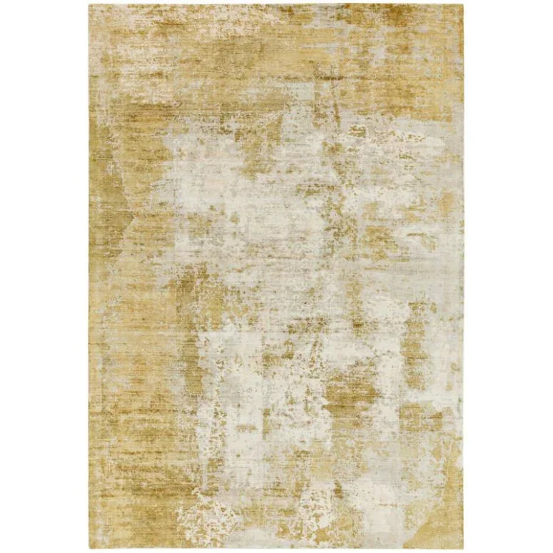 Abstract beige and gold area rug with textured pattern