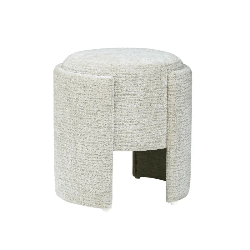 43cm Taupe Chenille Round Stool