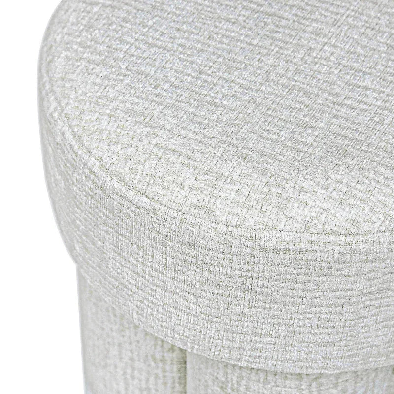 47.5cm Ivory Chenille Round Stool
