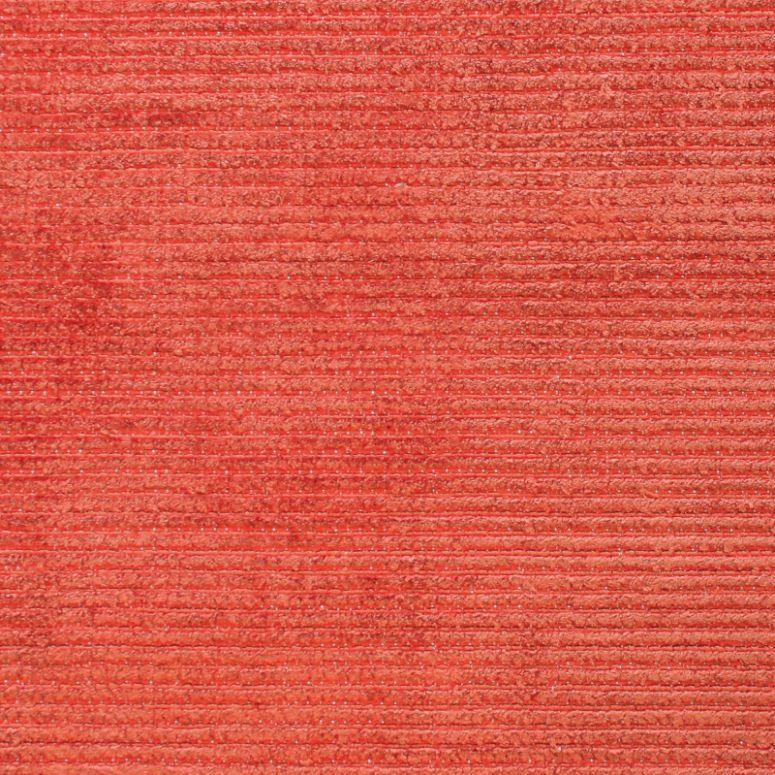 Textured red fabric upholstery swatch with horizontal cord pattern for sofa or chair