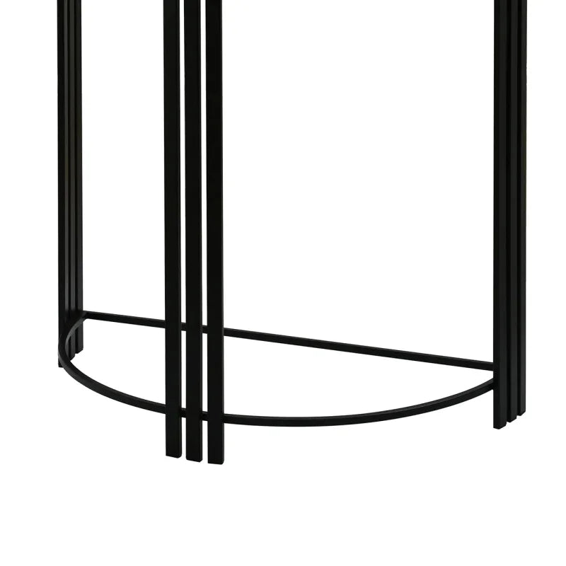 74cm Black Metal Console Table with White Marble Top