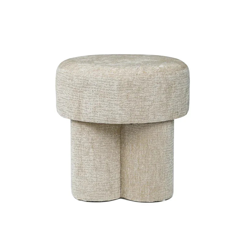 47.5cm Beige Chenille Round Stool