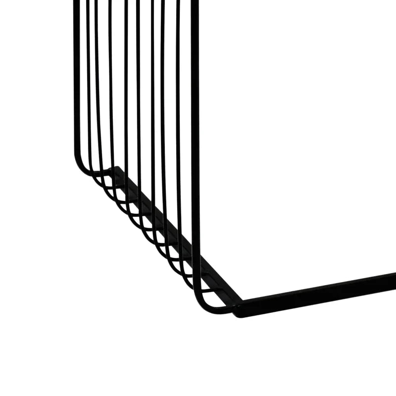 Set of 2 Black Metal with Black Glass Top Nesting Table