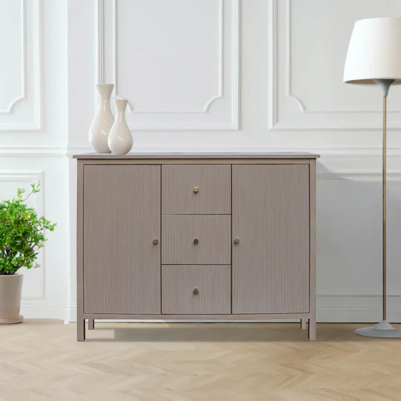 Lindon 2 Door 3 Drawer Taupe Sideboard with Nickel Handles