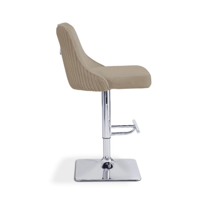 Eris Taupe Velvet Bar Stool with Chrome Legs