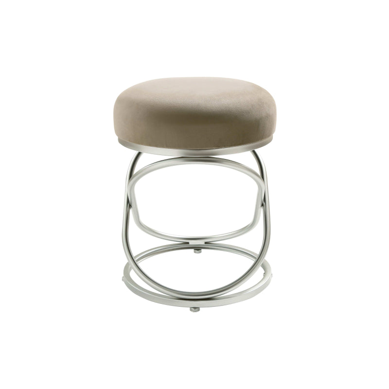 46cm Taupe Velvet Rizzo Stool with Matte Silver Legs