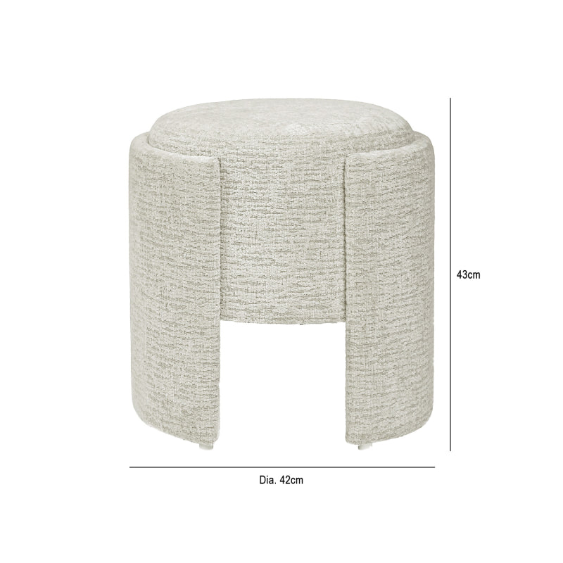 43cm Taupe Chenille Round Stool