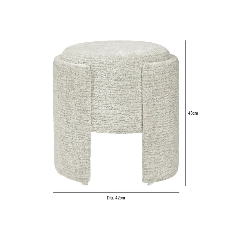 43cm Taupe Chenille Round Stool