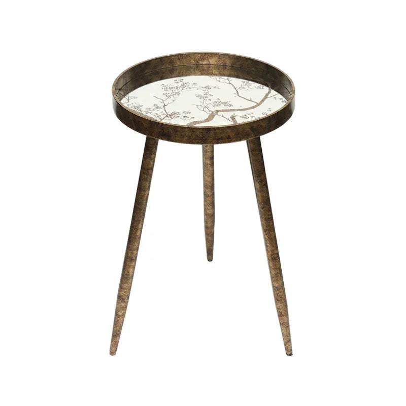 Set of 2 Antique Gold and Mirror Top Nesting Table