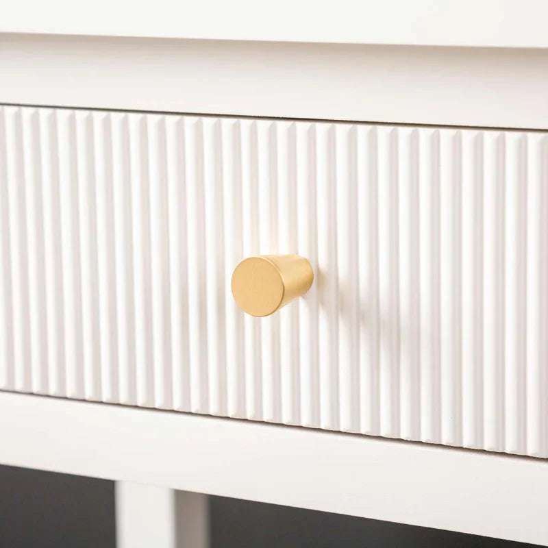 Lindon 2 Drawer Console Table White with Gold Handles