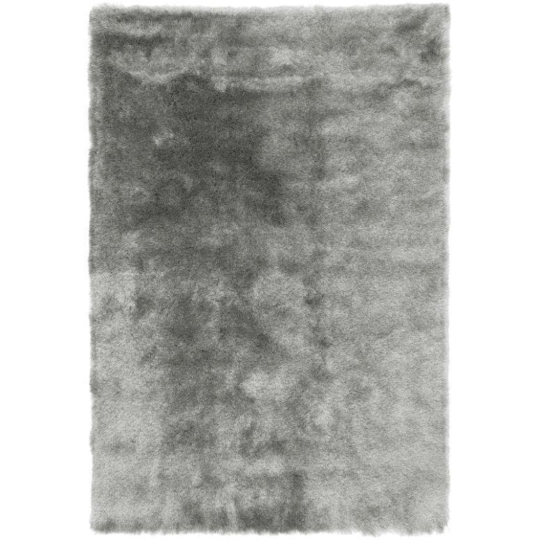 Light grey shaggy rug with soft plush texture and rectangular shape