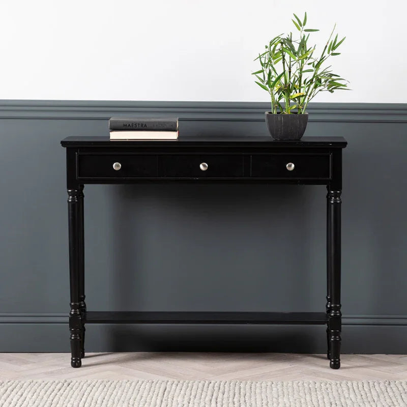 Delta Medium Black 3 Drawer Console Table with Ball Design Handle