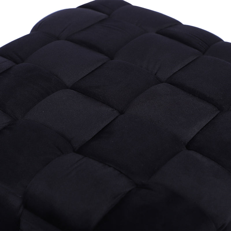 Black Velvet Woven Ottoman
