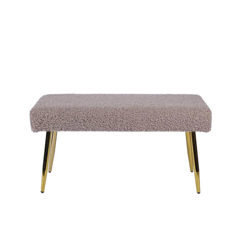 Beige Boucle Bench with Gold Legs - KD