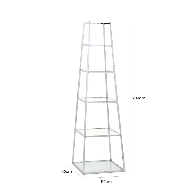 Logan Steel & Clear Glass 5-Tier Ladder Display Unit