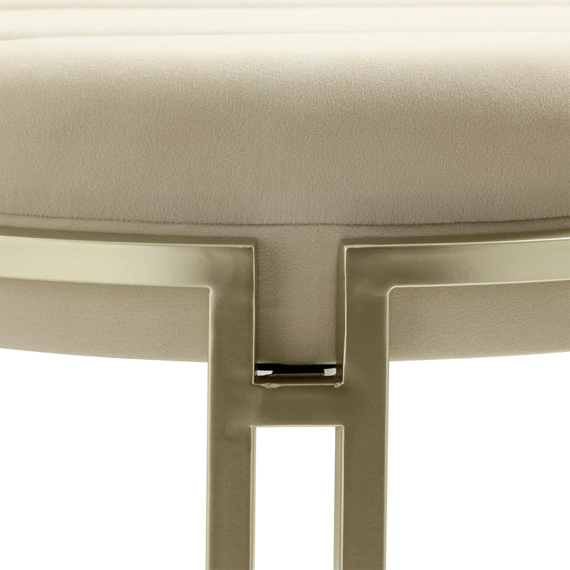 120cm Cream Velvet Tufted Bench with Champagne Legs