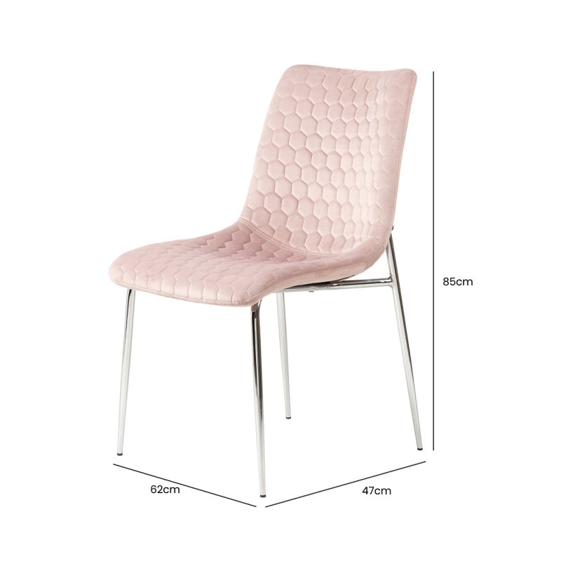Zula Pink Dining Chair with Chrome Legs