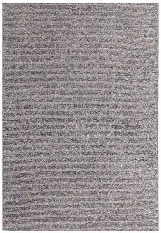 Grey area rug with subtle diamond pattern and textured finish