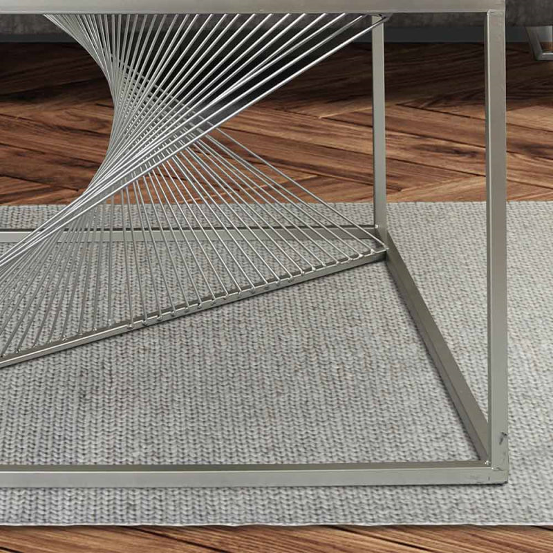 Luna Silver Metal Coffee Table with Clear Glass Top