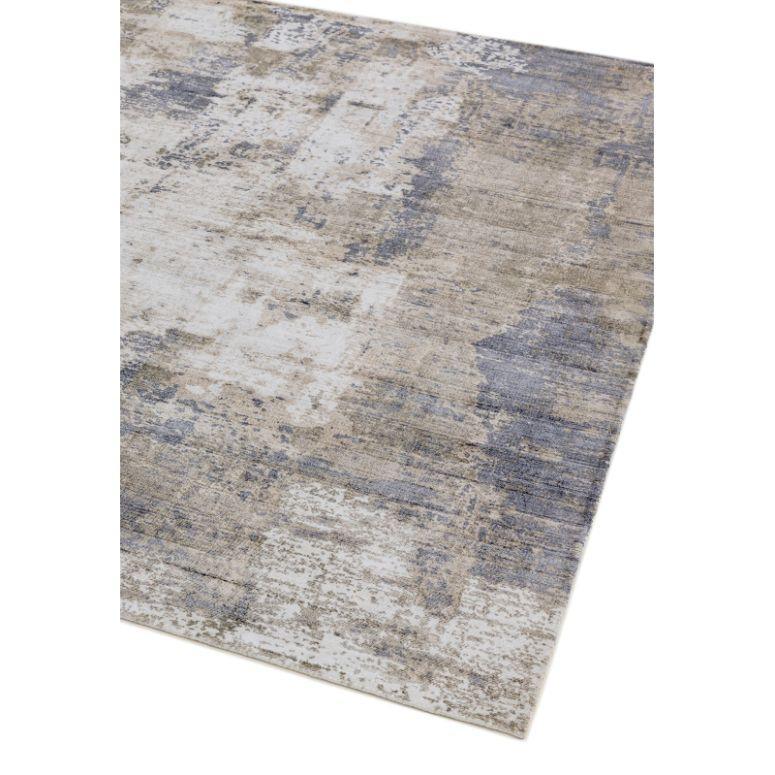 Beige and blue abstract area rug with textured finish and modern design