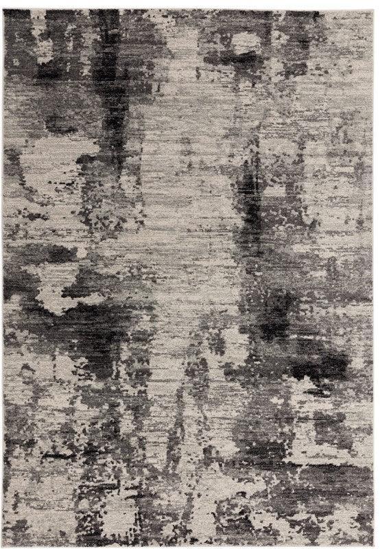 Grey abstract area rug with textured pattern and modern design