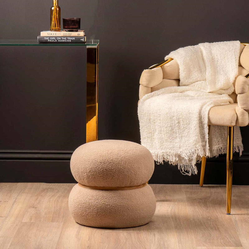 Beige Boucle Ottoman